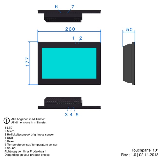 10-inch touch panel
