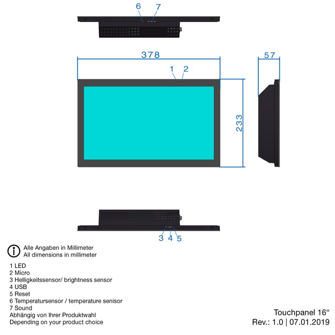 16-inch touch panel 