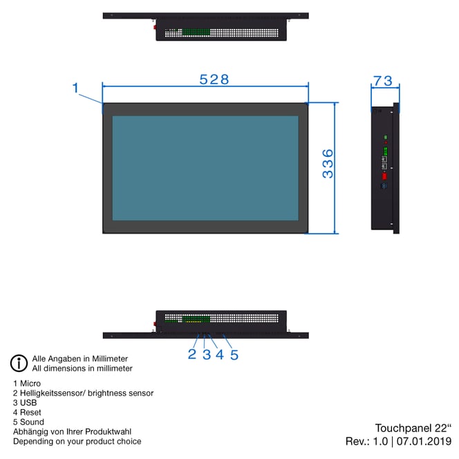 22-inch building automation panel