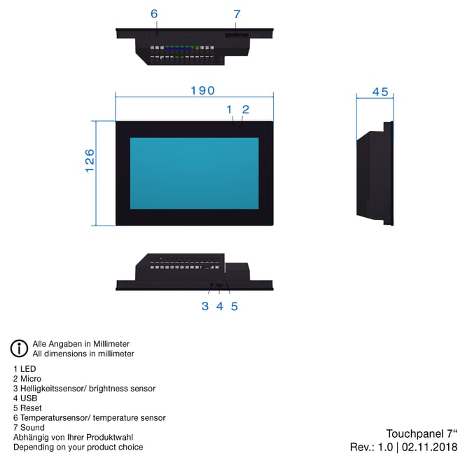 7-inch touch panel for building automation