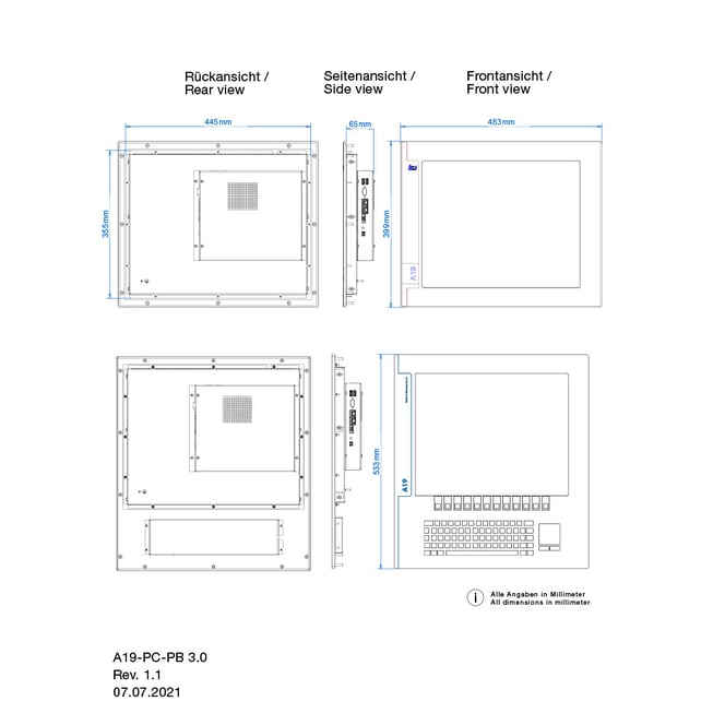 19-inch pc system for industry