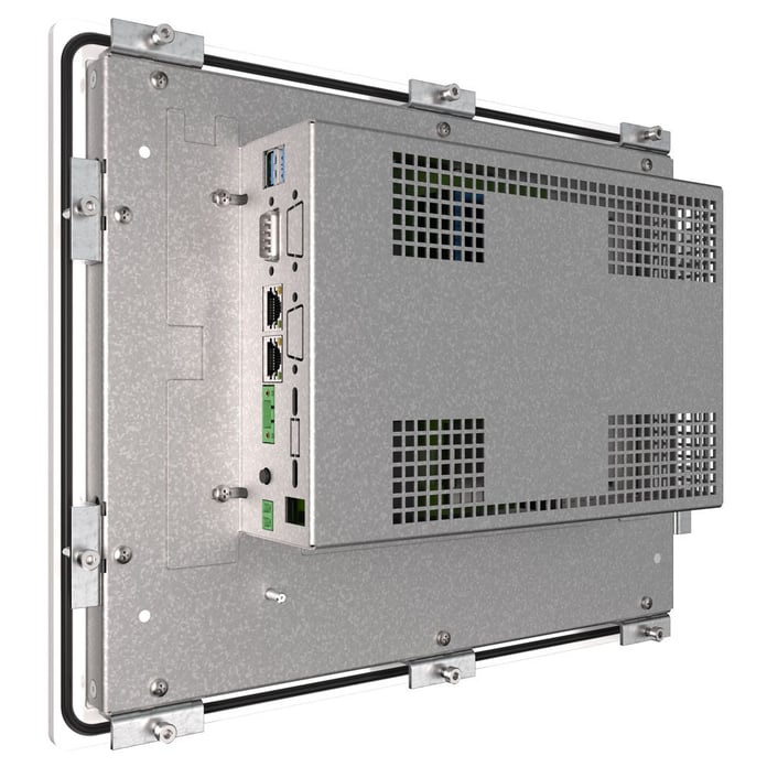 Aluminum panel PC with mounting clamps
