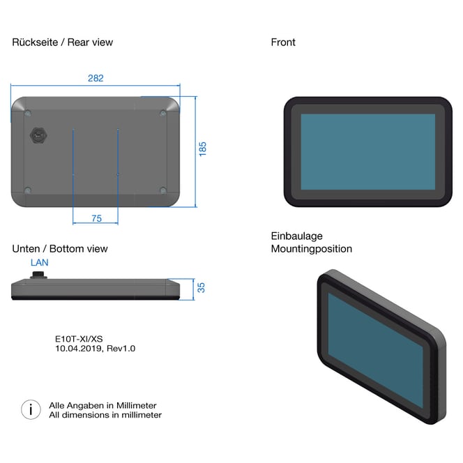 10-Zoll Touchpanel Schalttafelmontage