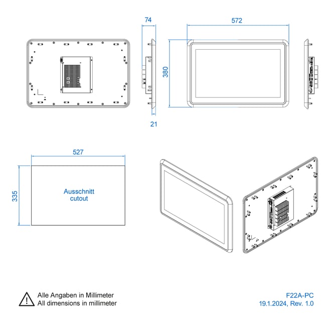 food and beverage touch panel 22-inch