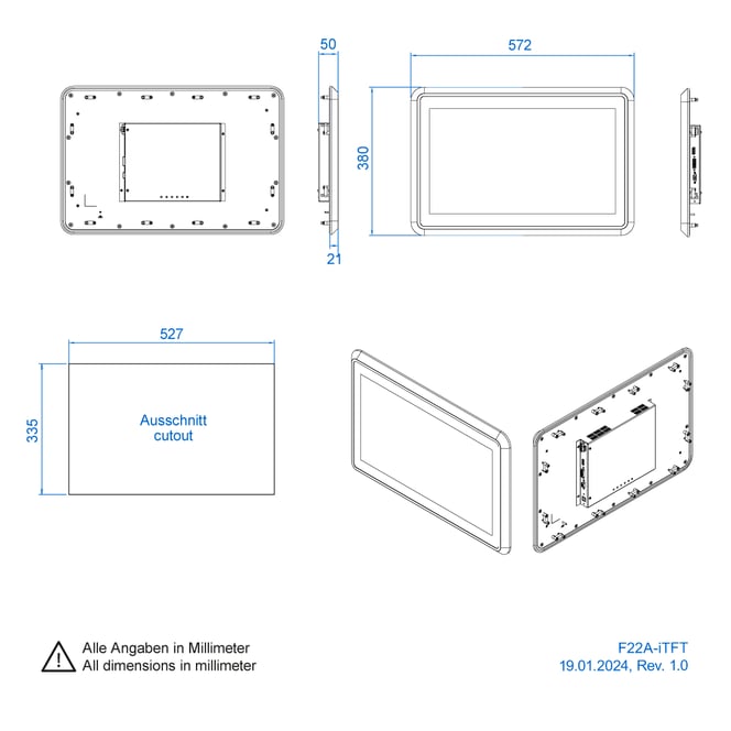 22-inch monitor for hygienic surroundings