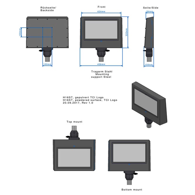 industrial computer for mounting arm