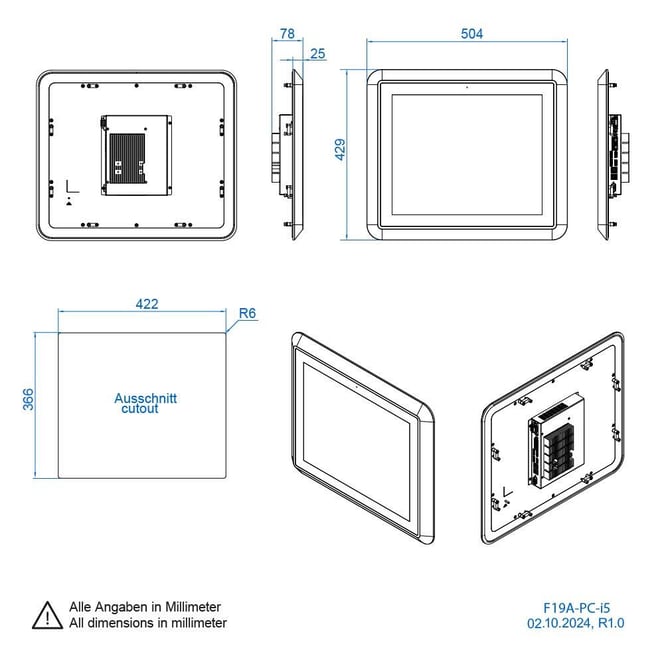19-inch stainless steel panel
